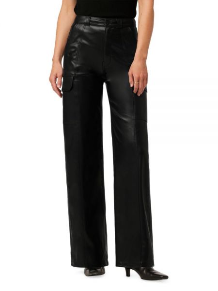 Кожаные брюки карго из искусственной кожи Hudson черные