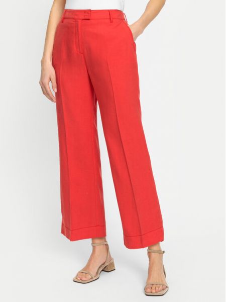 Bavlnené priliehavé rovné nohavice Olsen červená