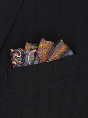 Jedwabny krawat z nadrukiem z wzorem paisley Etro niebieski