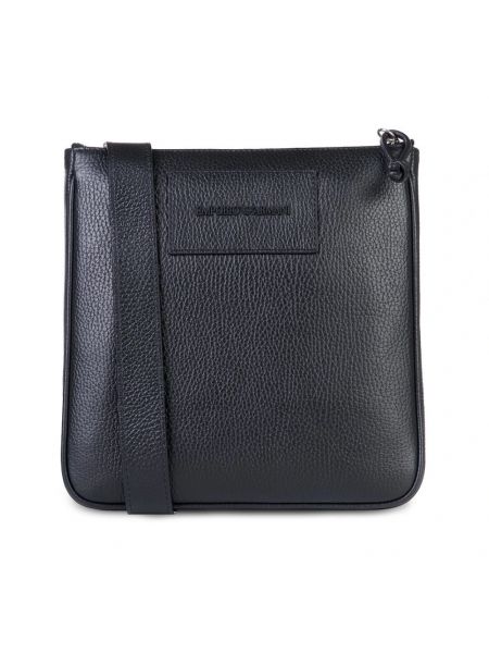 Leder schultertasche mit reißverschluss mit taschen Emporio Armani schwarz