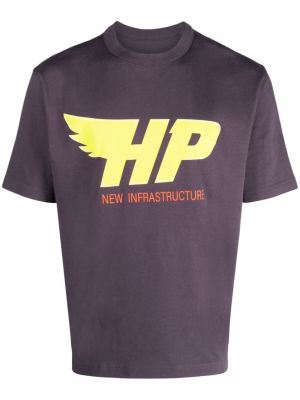 Bavlněné tričko s potiskem Heron Preston fialové