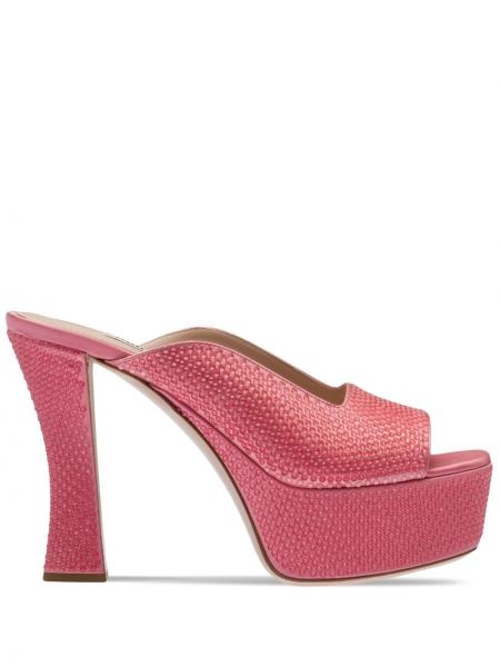 Krystaller plattform mules Miu Miu rosa