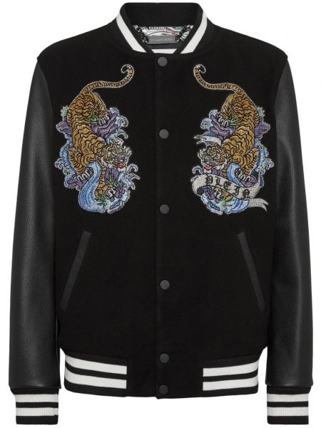 Veste longue à imprimé et imprimé rayures tigre Philipp Plein noir