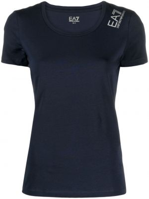 T-shirt con stampa con scollo tondo Ea7 Emporio Armani blu