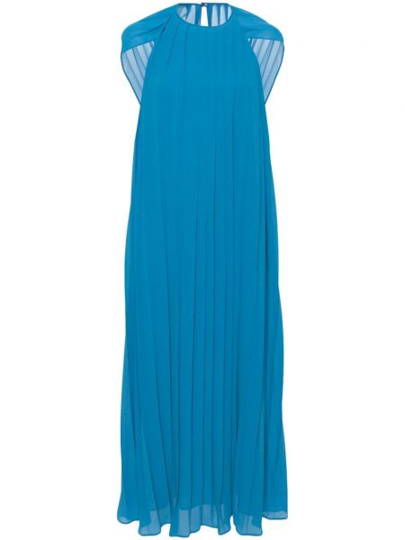 Плисирана коктейлна рокля с драперии Semicouture синьо