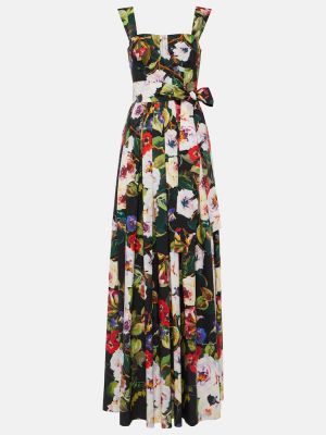 Bombažna dolga obleka s cvetličnim vzorcem Dolce&gabbana