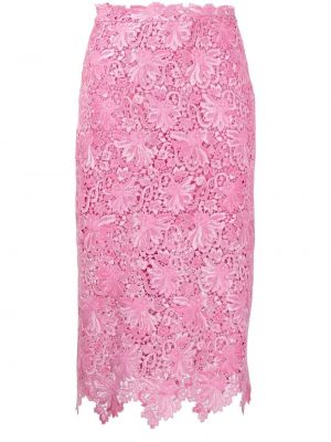 Кружевная юбка миди на шнуровке Ermanno Scervino, розовая