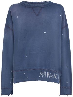 Medvilninis džemperis su nubrozdinimais Maison Margiela violetinė
