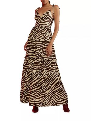 Шелковое длинное платье с принтом зебра Cynthia Rowley