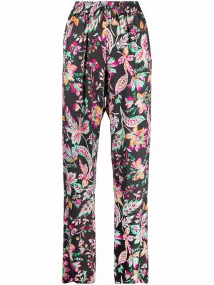 Pantalones slim fit de flores con estampado Isabel Marant étoile negro