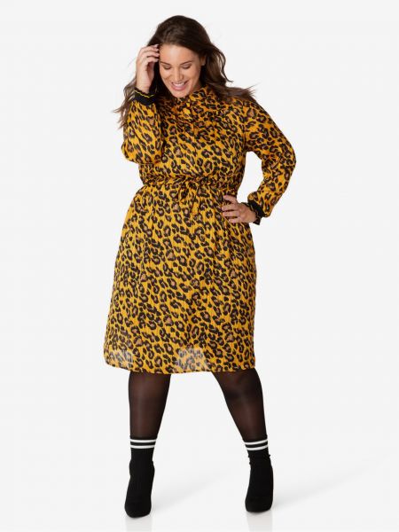 Šaty s potlačou s leopardím vzorom Yesta žltá