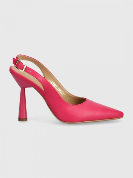 Кожаные туфли на высоком каблуке Wojas розовые