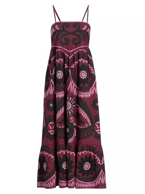 Ярусное платье миди Charlough с геометрическим узором Sea пурпурный