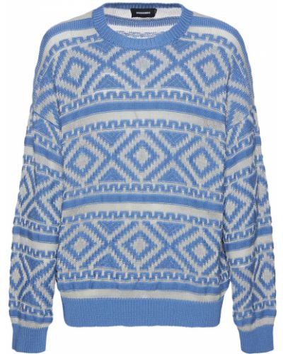 Жакардов пуловер Dsquared2 синьо