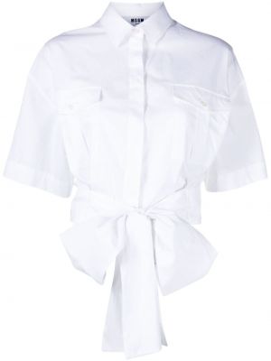 Βαμβακερό πουκάμισο με φιόγκο Msgm λευκό