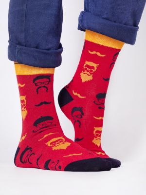 Памучни чорапи Yoclub винено червено