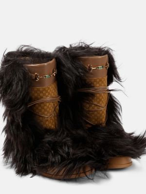 Sněžné boty s kožíškem Gucci béžové