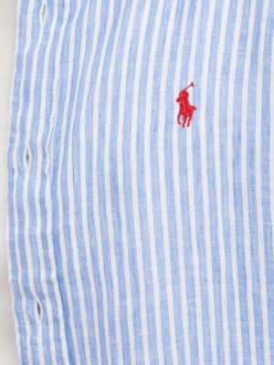 Pernata lanena košulja s gumbima Polo Ralph Lauren plava