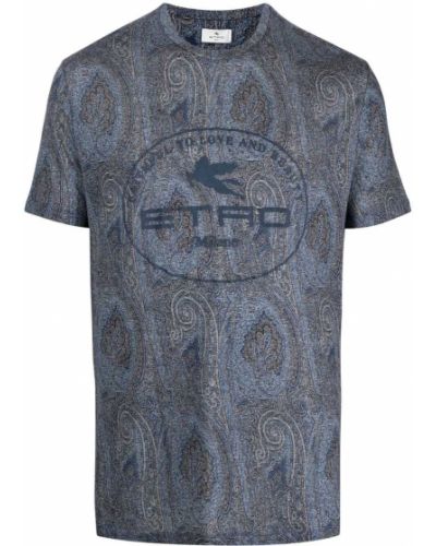 Camiseta de cachemir con estampado con estampado de cachemira Etro azul