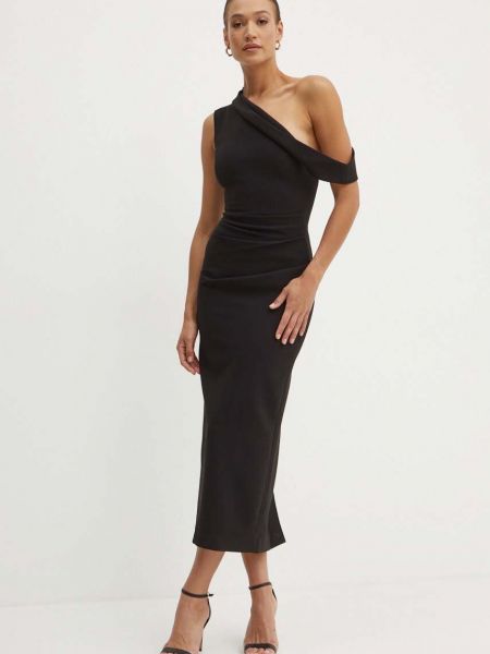 Uska haljina na jedno rame Bardot crna