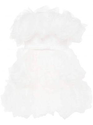 Tylové květinové mini šaty Ana Radu bílé