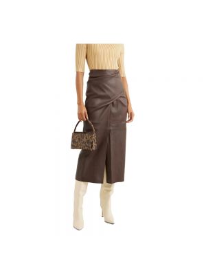 Falda de cuero Brunello Cucinelli marrón