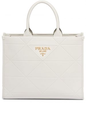 Кожени шопинг чанта Prada бяло