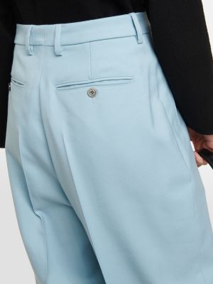 Vlněné kalhoty s vysokým pasem relaxed fit Ami Paris modré