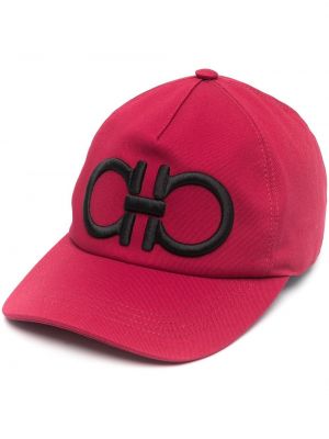 Brodert cap Salvatore Ferragamo rød