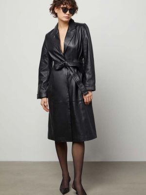 Palton din piele Answear Lab negru