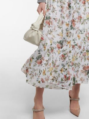 Midi suknja s cvjetnim printom Erdem bijela