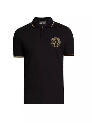 Рубашка-поло с вышитым логотипом Versace Jeans Couture, black gold