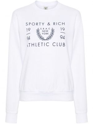Raštuotas medvilninis džemperis Sporty & Rich balta
