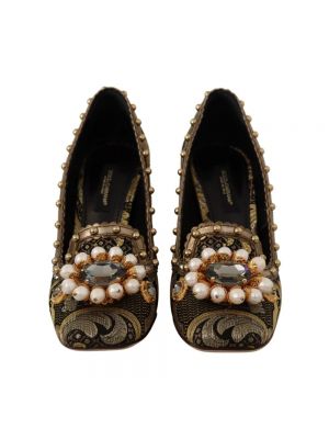 Calzado de punta cuadrada de cristal Dolce & Gabbana dorado
