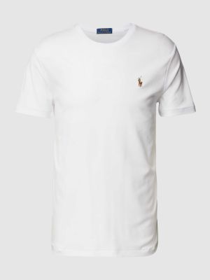 Koszulka slim fit z krótkim rękawem w paski Polo Ralph Lauren biała