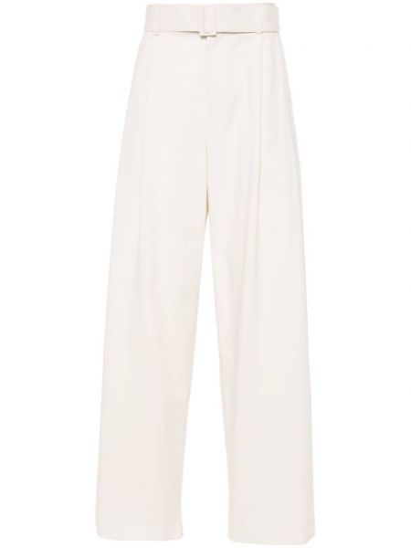 Plisované rovné kalhoty Emporio Armani bílé