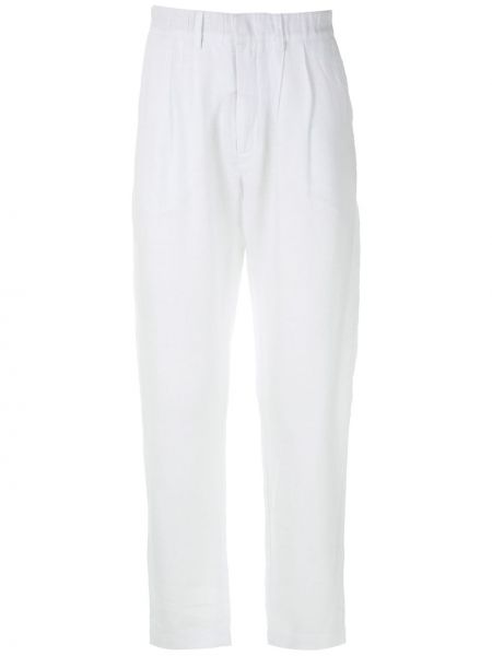 Λινό παντελόνι με ίσιο πόδι Handred λευκό