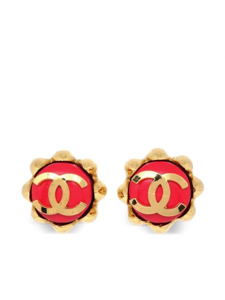 Boucles d'oreilles à boucle Chanel Pre-owned rouge