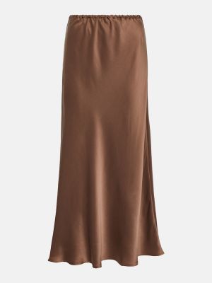 Hodvábna dlhá sukňa Asceno hnedá