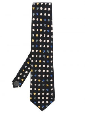 Květinová hedvábná kravata s potiskem Versace Pre-owned černá