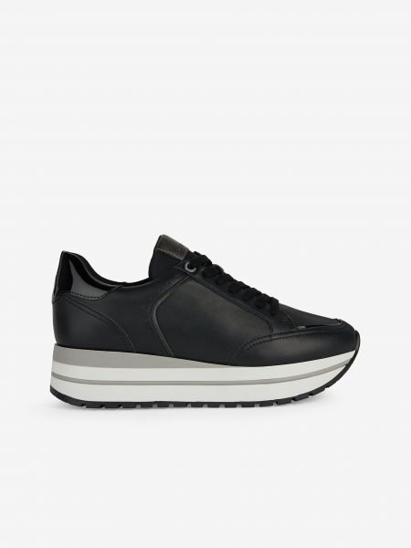 Platform talpú bőr sneakers Geox fekete