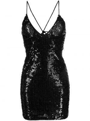 Mini šaty s flitry s výstřihem do v P.a.r.o.s.h. - černá