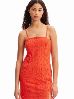 Bavlněné mini šaty Desigual oranžové