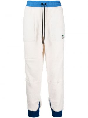 Pantaloni sport din velur Moncler Grenoble alb