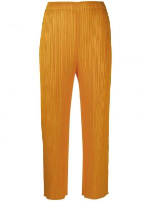 Plisované kalhoty Pleats Please Issey Miyake oranžové