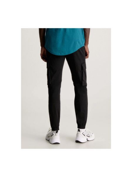 Spodnie cargo w jednolitym kolorze skinny fit slim fit Calvin Klein Jeans czarne