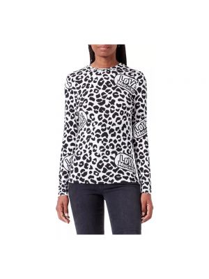 Pullover mit print mit leopardenmuster Love Moschino weiß