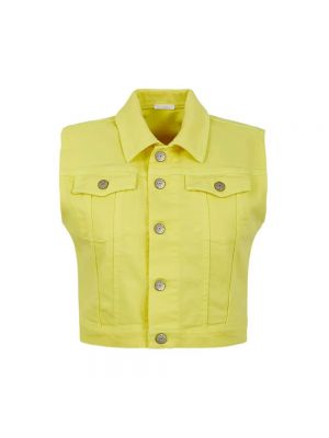 Koszulka bez rękawów na guziki z kieszeniami Parosh - żółty