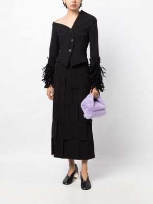 Asymetrická bunda s třásněmi A.w.a.k.e. Mode černá