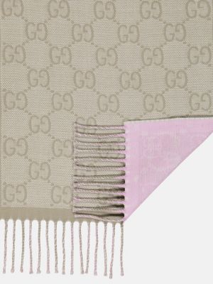 Sciarpa di lana di lana in tessuto jacquard Gucci rosa